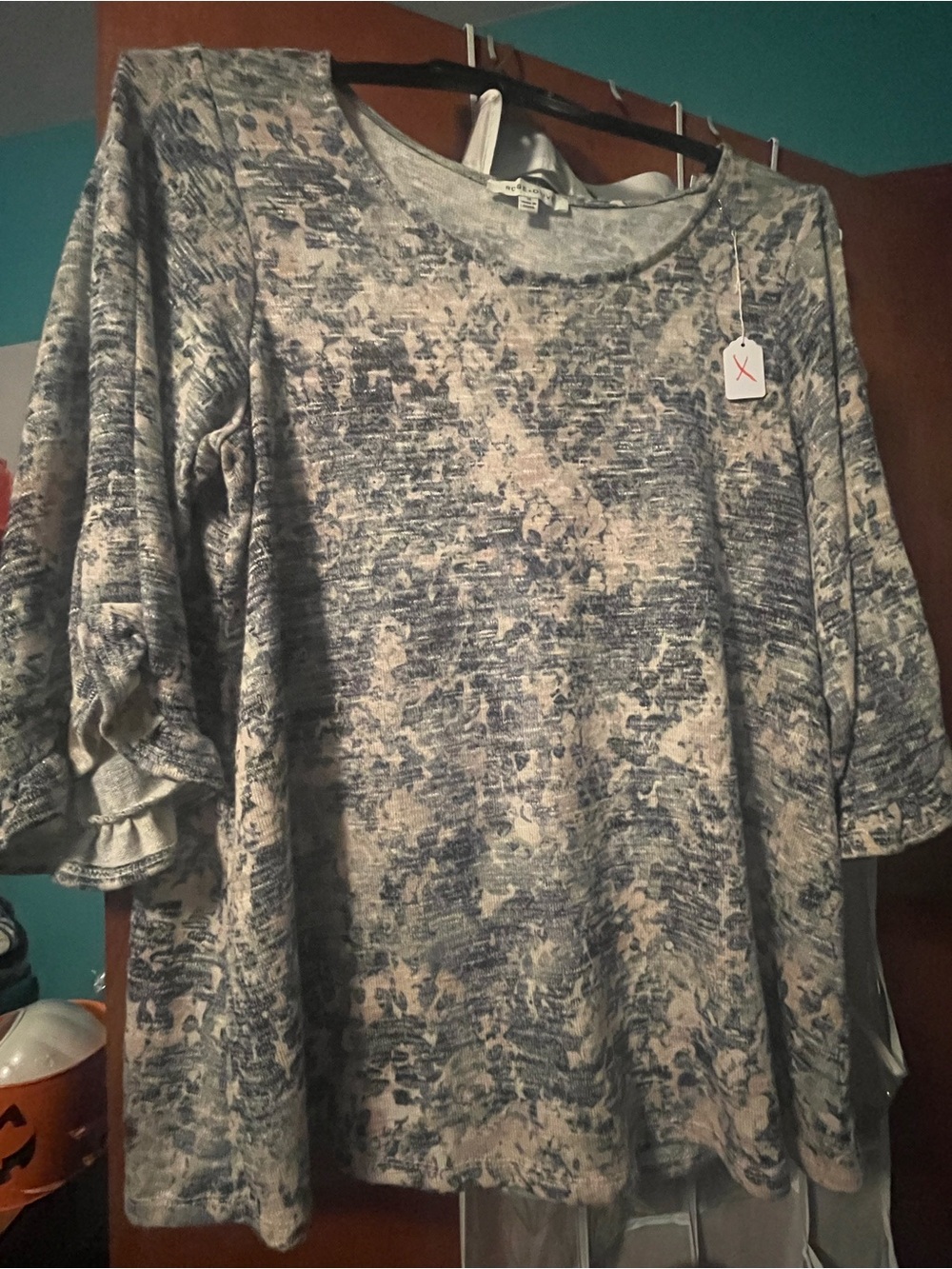 Rose & Olive Blue and Cream Marble Crewneck Sweatshirt